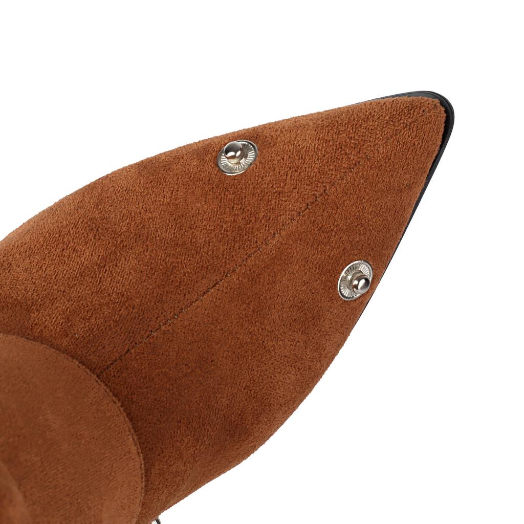 Tall Boots Women's Knee High Slouch Boots Flock Sung Fit Detachable Pleated Multi-way Heels Shoes Sexy Buttons Decor Footwear