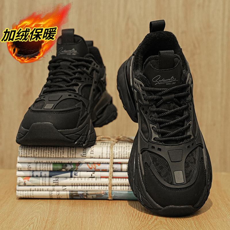 Winter new low-top velvet thickened cold-proof and warm large cotton shoes, light and comfortable dad shoes