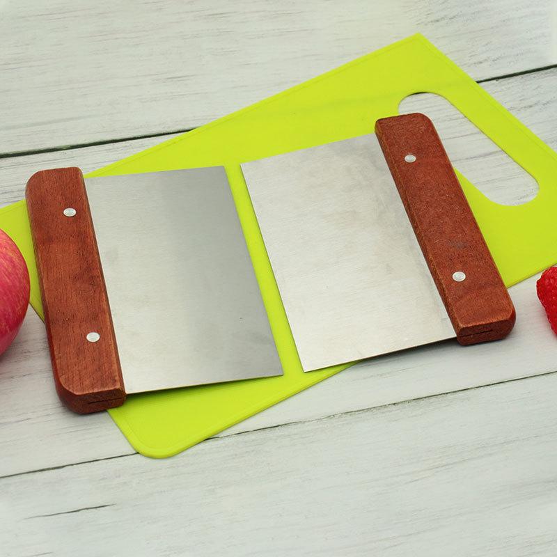 

Stainless Steel Cutting Knife, Flour Cutting Kitchen Tool With Wooden Handle One Size серебряный