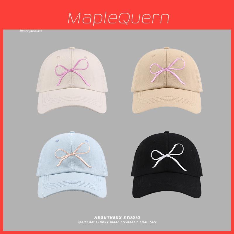 Cotton Baseball Cap With Embroidered Butterfly Bow And Lettering For Spring Casual Wear