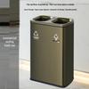 Stainless Steel Swing Lid Trash Can with Ashtray, Large Capacity, Logo Option - Ideal for Public Spaces.