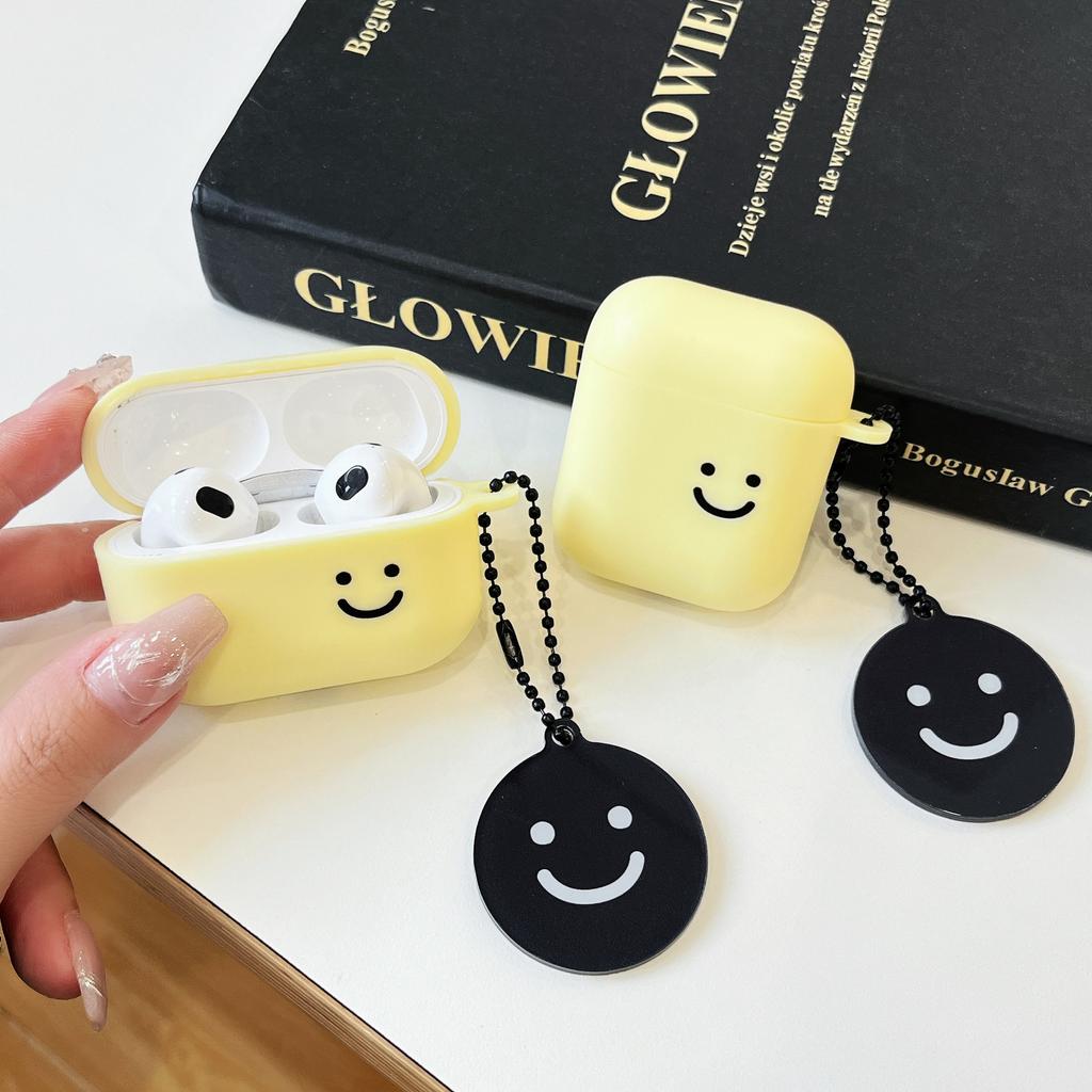 Japan and Korea Simple Smiley Face for AirPods 1 Protective Case Cortical Pro1 Bluetooth 1/1 Generation Earphone Case Hanging Chain