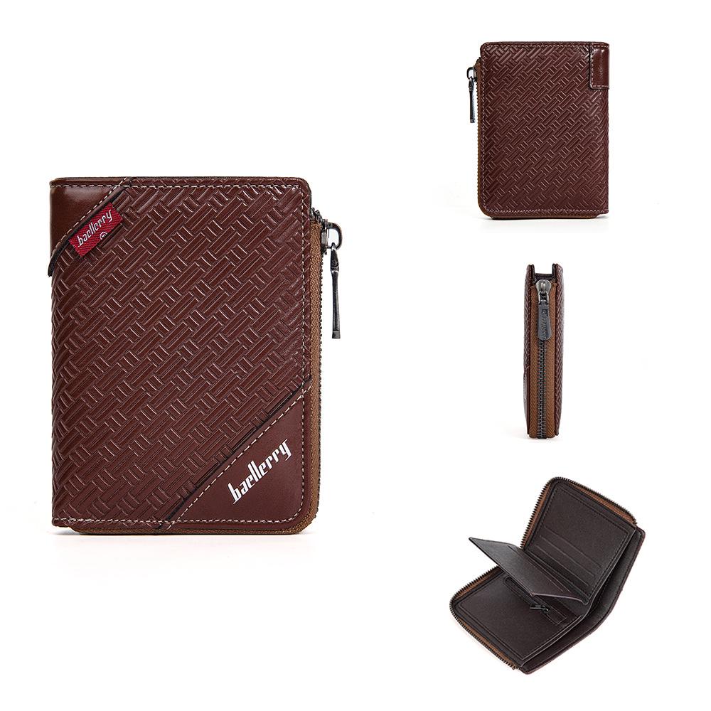 Baellerry Men's Short Zipper Wallet - Anti-Theft, Anti-Demagnetization, Credit Card & Money Clip