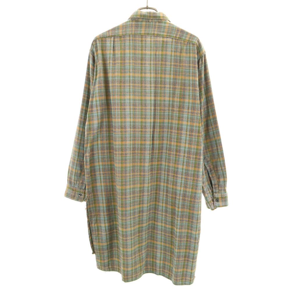 Vintage 60s Grandpa Check Pattern Long Sleeve Shirt Dress Women Used