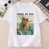 Funny Raccoon Parody TShirt Feral At Sea Cruise TShirt Vacation Graphic T Shirts Summer Round Neck Printed Clothing Tops