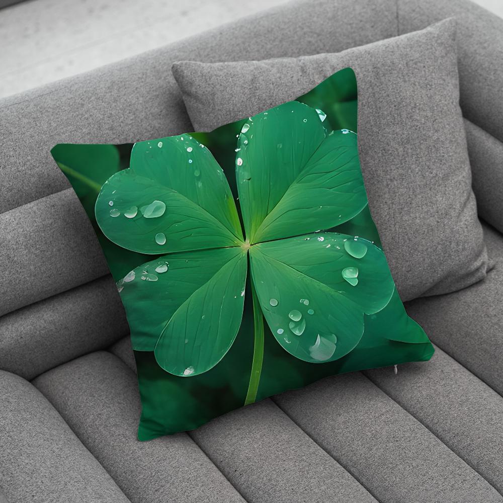 Lucky Four Leaf Clover Pillow Case Soft Cushion Cases for Farmhouse Sofa Decor Home Decorations and Protector