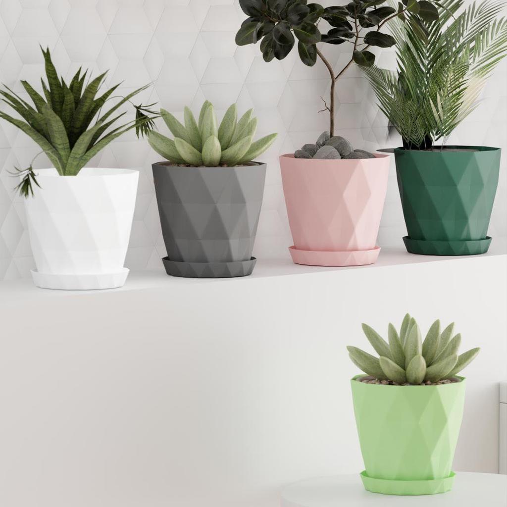 Plastic Round Flower Pots for Home Planters, Terrace, Garden etc | Pack of 5 | Multicolor | Suitable for Home Indoor & Outdoor Gardening Plants