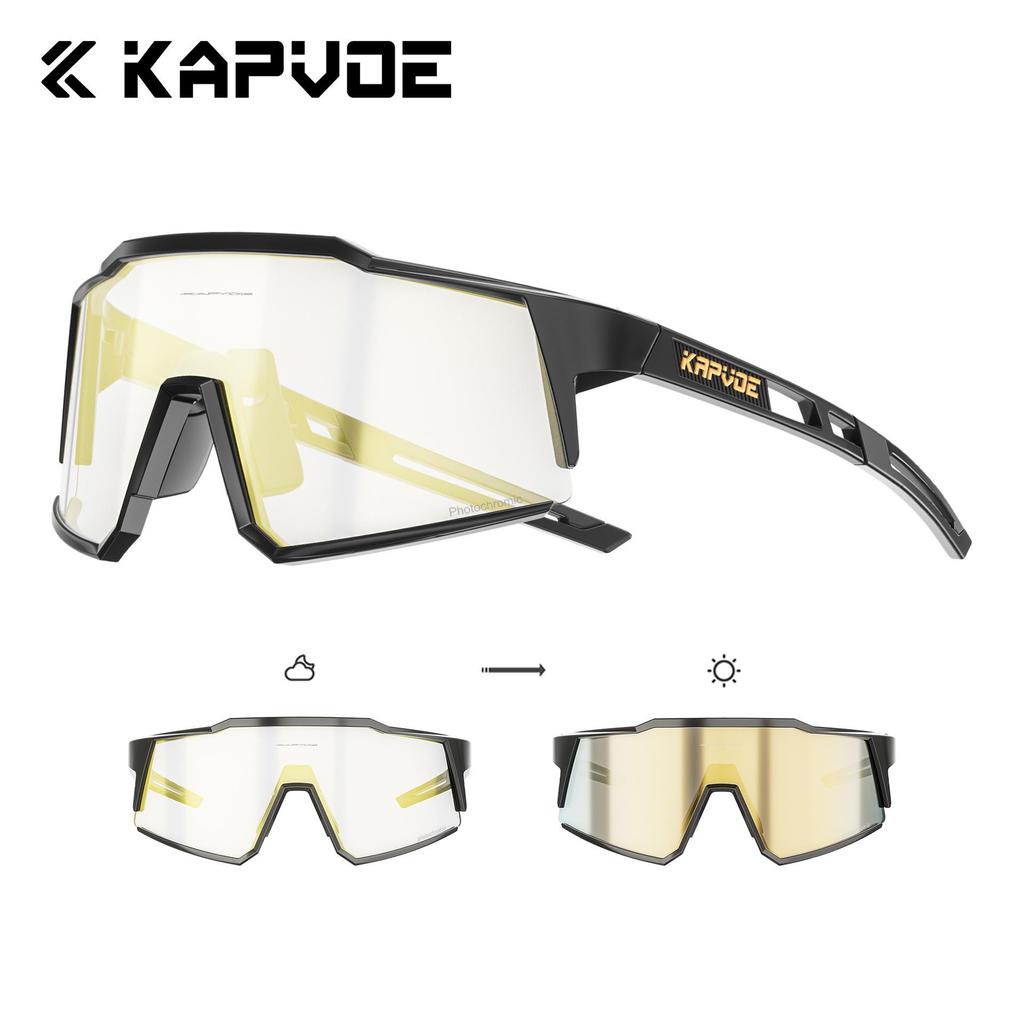 Kapvoe Unisex Color-Changing Cycling Sunglasses – Red-Blue Coated for Mountain & Road Biking
