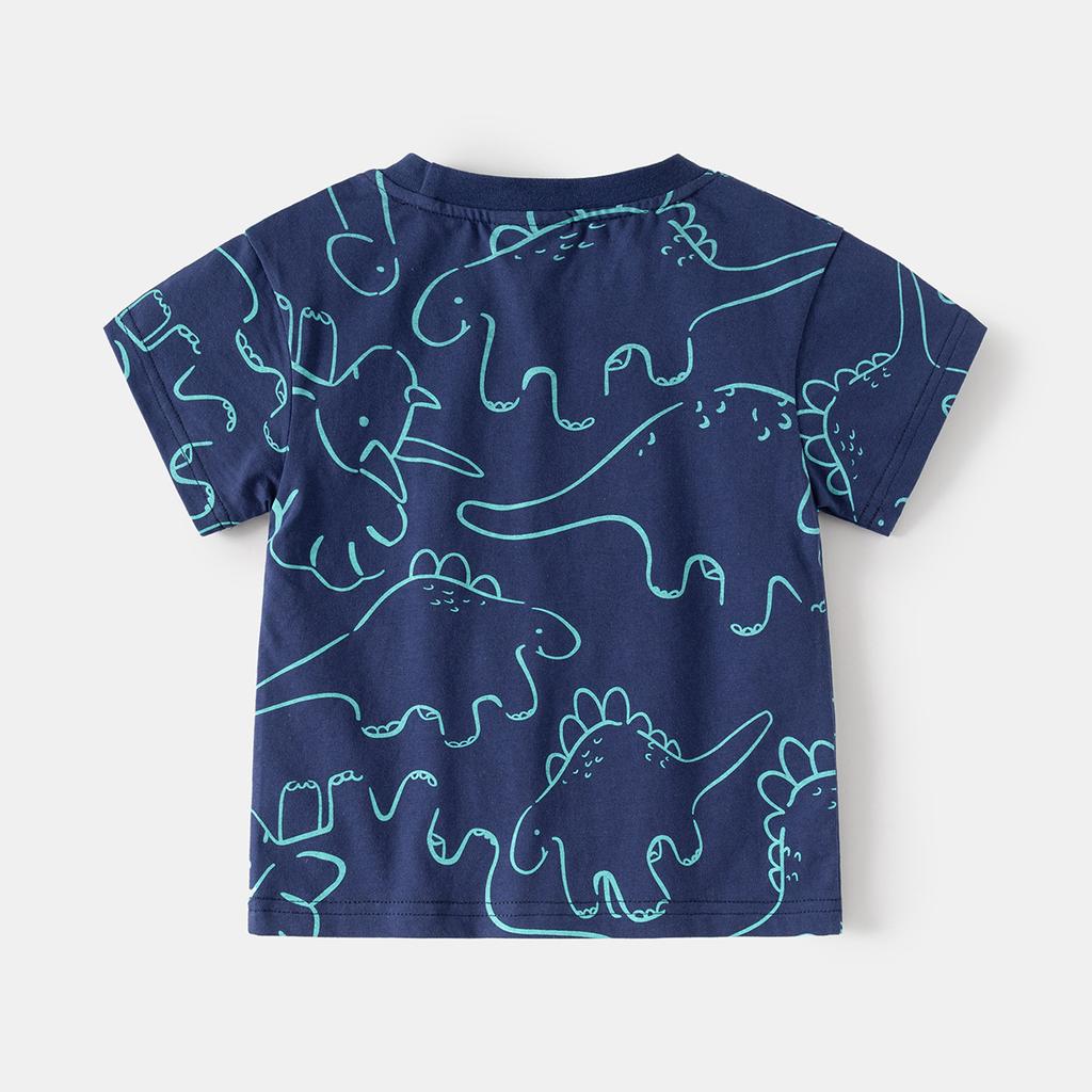 Boys Pure Cotton Short-sleeved T-shirt Summer New Children's Clothing Children's Baby Full Print Half-sleeved Top
