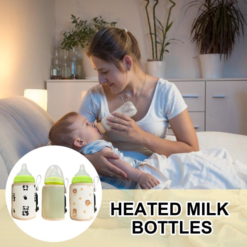 USB Bottle Warmer Heater Baby Bottle Warmer Bag Travel Bottle Warmer Insulation Cover 6 Gear Adjustable with LCD Display