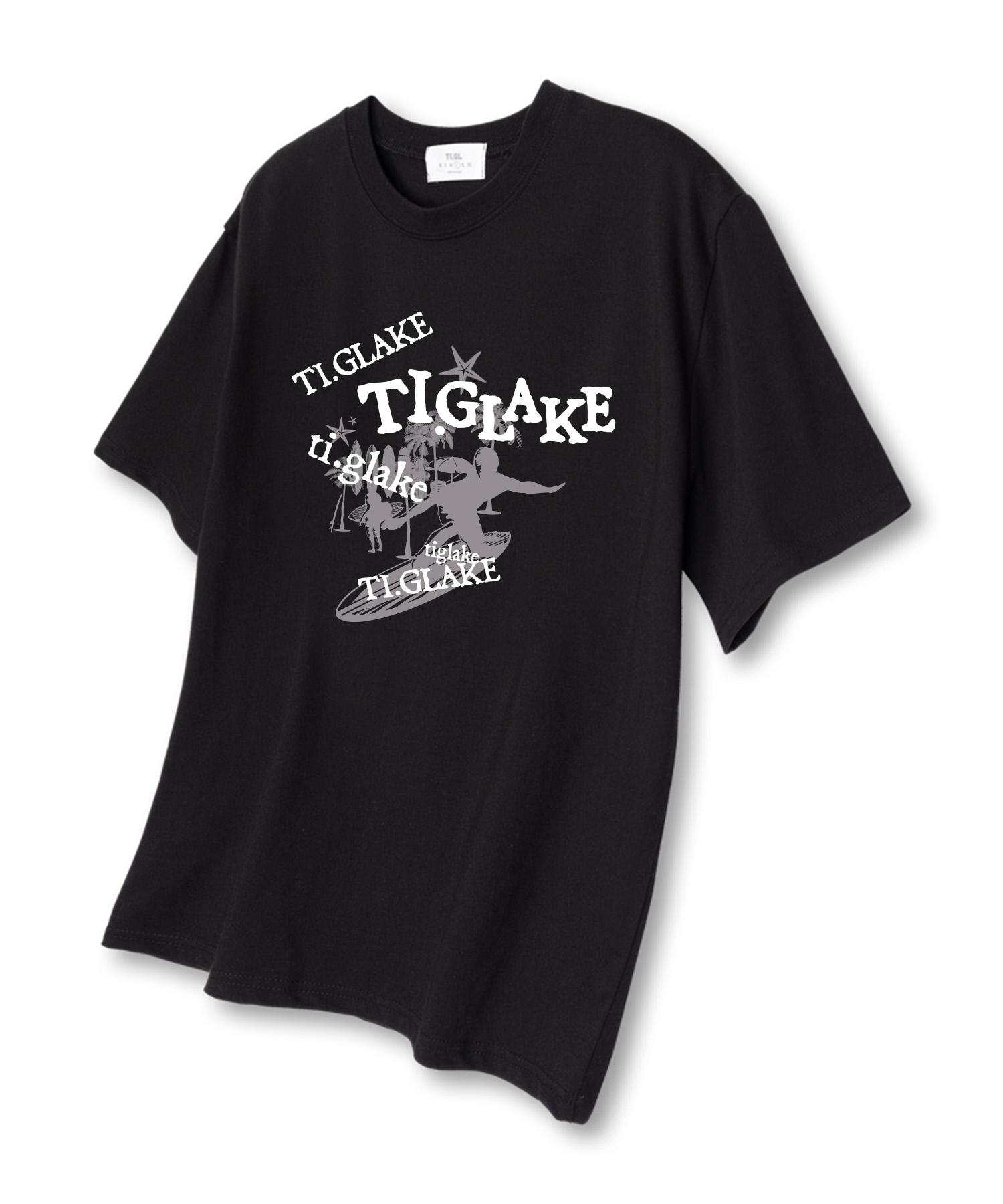 Tee Glake Palm Tree Surfing Oversized Short Sleeve T-Shirt Black L
