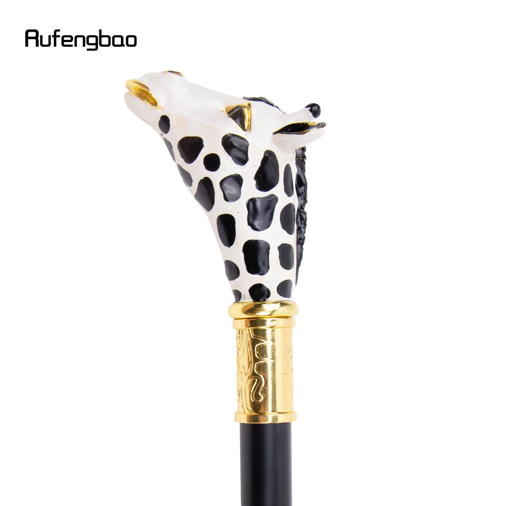 Ceramic White Black Giraffe Head Metal Fashion Walking Stick Decorative Party Walking Cane Halloween Mace Wand Crosier 95cm