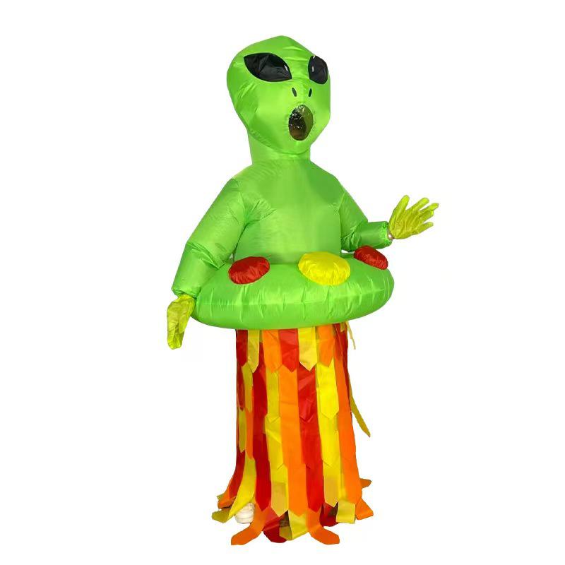 Rolig utomjording med stora ögon uppblåsbar kostym för Halloweenfester