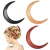 Moon Hairpin: Crescent-Shaped Wooden Hair Fork and Styling Clip, New Chinese Style.