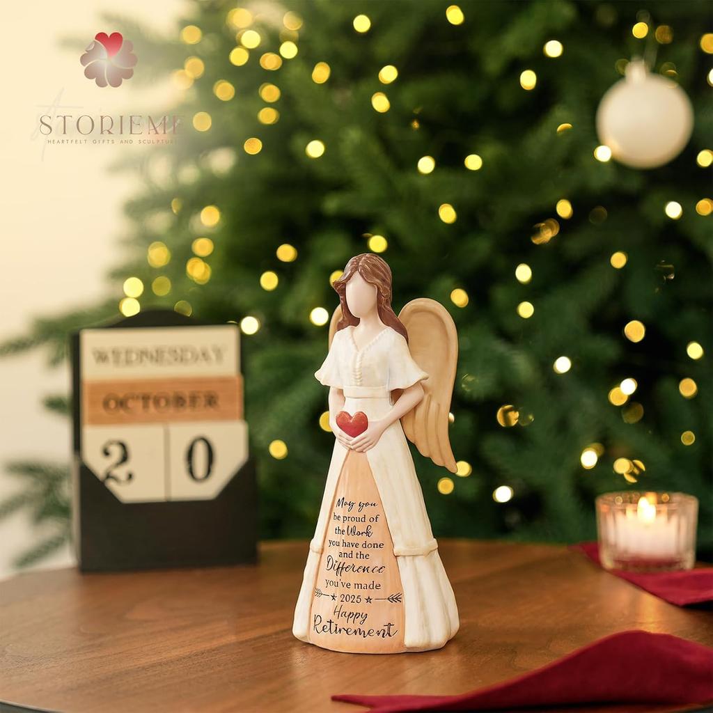 Retirement Gift for Woman 2025: Handcrafted Angel Figurine for Retiring Coworker Teacher Nurse - Meaningful Thank You Farewell Keepsake for New
