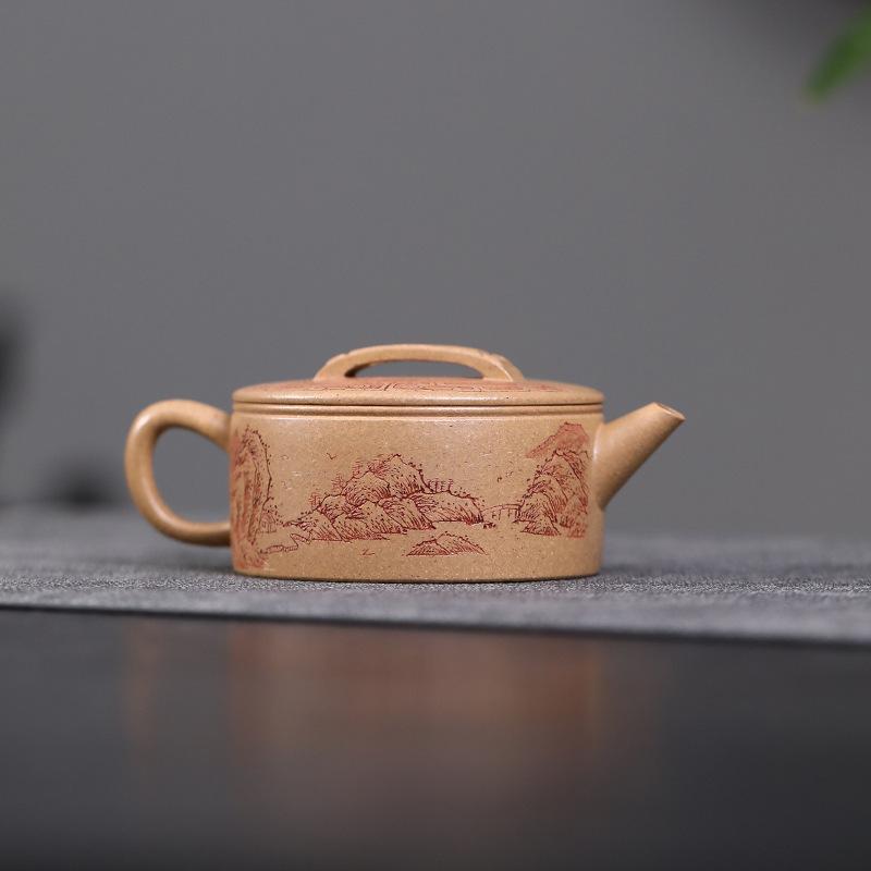 

120ml Aesthetic Yixing Purple Clay Teapots Handmade Large Caliber Pot Raw Ore Section Mud Kettle Chinese Zisha Tea Set Cafes
