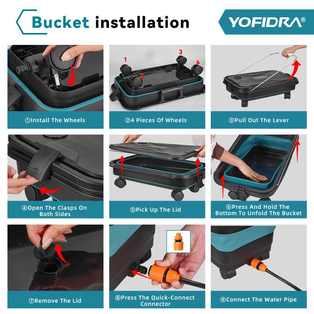 Yofidra 200Bar Brushless High Pressure Washer Water Gun Car + Bucket Wash Garden Cleaner Spray Gun For Makita 21V Battery Pin