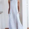 Striped Round Neck Sleeveless Plus Size Slim Dress Comfortable Breathable High Recognition Elegant Slimming Flattering Fit