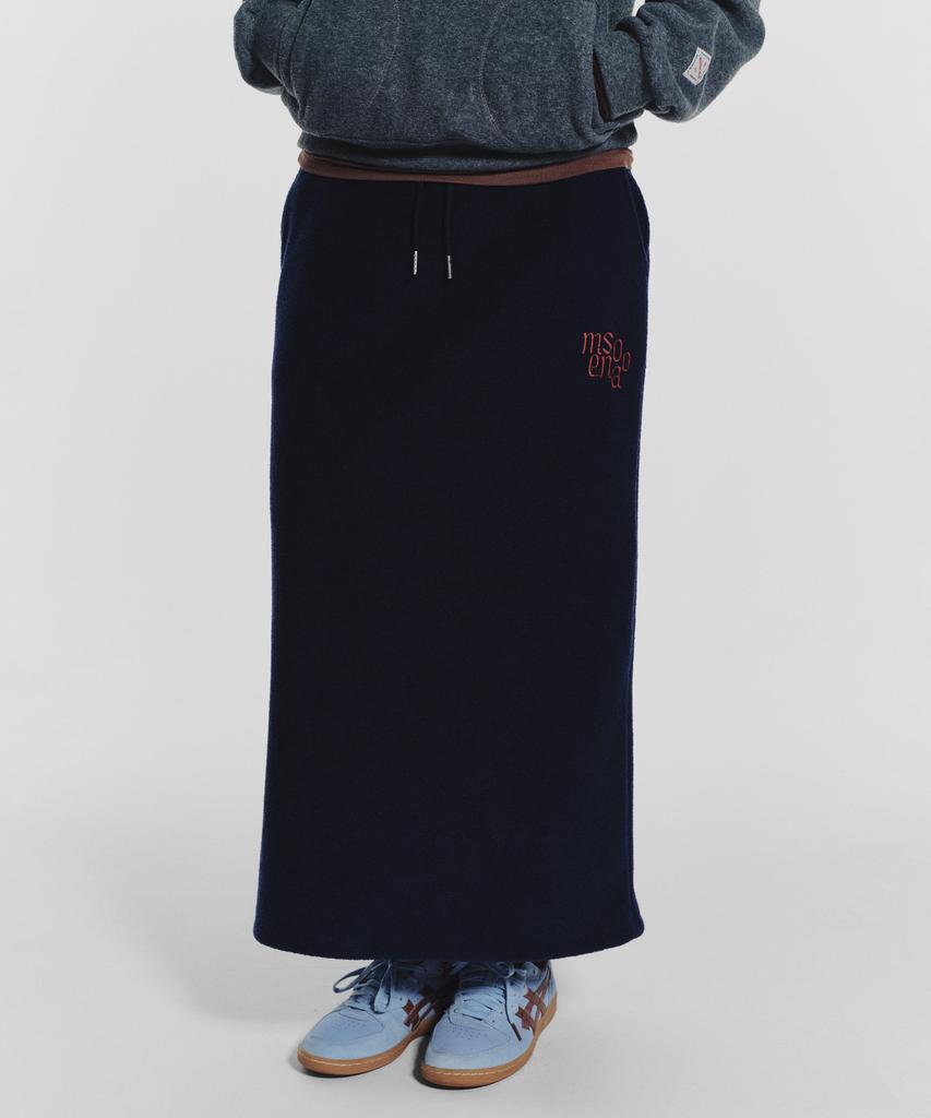 Minasu Terry Fleece Long Skirt_Navy