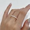 Zhuji Freshwater Pearl Elastic Ring, 3-4mm Near-Round, Stackable Plain Band with Strong Luster.