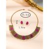 Meier Necklace and Earring Set - Exotic Pearl Rhinestone Tassel Choker Necklace with Court Style Earrings