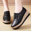 Women's Thick-Soled Leather Platform Shoes: Versatile, Slimming, Lightweight, Soft-Soled, Height-Boosting for Autumn/Winter 2025