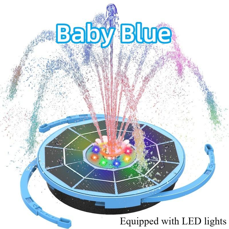 3.5W Monocrystalline Glass Layer Solar Fountain Pump with LED Color Lights for Outdoor and Garden Decoration,Light Blue Purple
