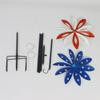 Metal Windmill Feature With Bright Red And Dark Blue Blades Great For Garden Landscape Lawn Yard And Deck Enhancement