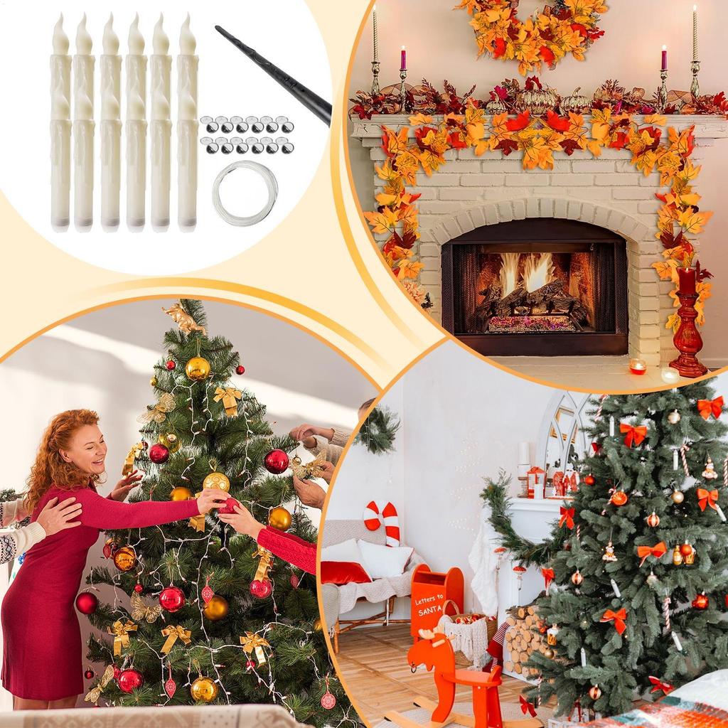 Floating LED Candles Remote Floating Flameless Candles Flickering LED Lanterns With Fish String Hook For Christmas Birthday