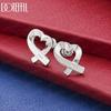 925 Sterling Silver Romantic Antique Heart Earrings - Banquet Pendant Jewelry