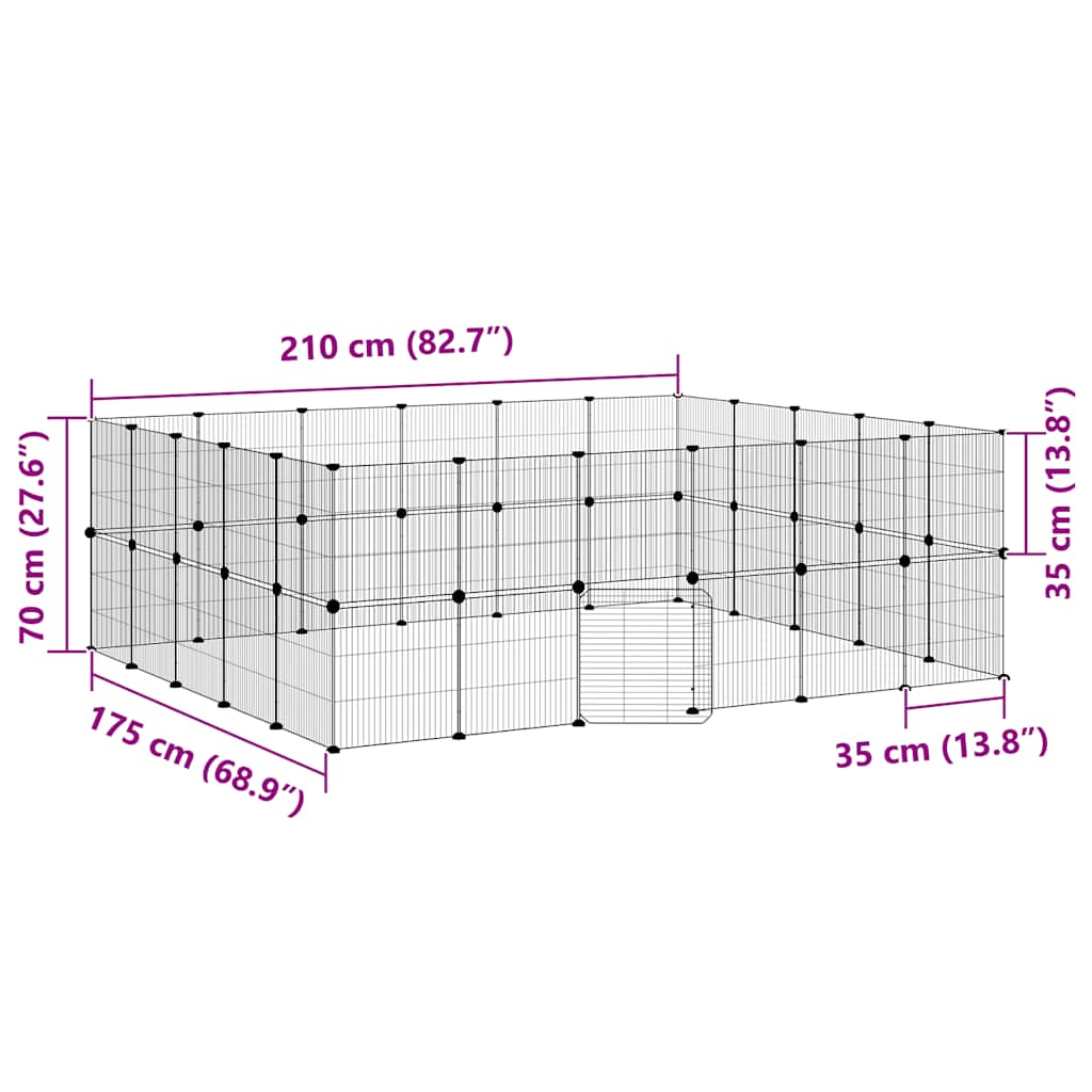 44 Piece Pet Cage with Door Black 35 X 35 Cm Steel