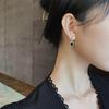 New Small Emerald Earrings Female Net Celebrity Temperament Earrings New Trendy Simple Retro Earrings Silver Needles