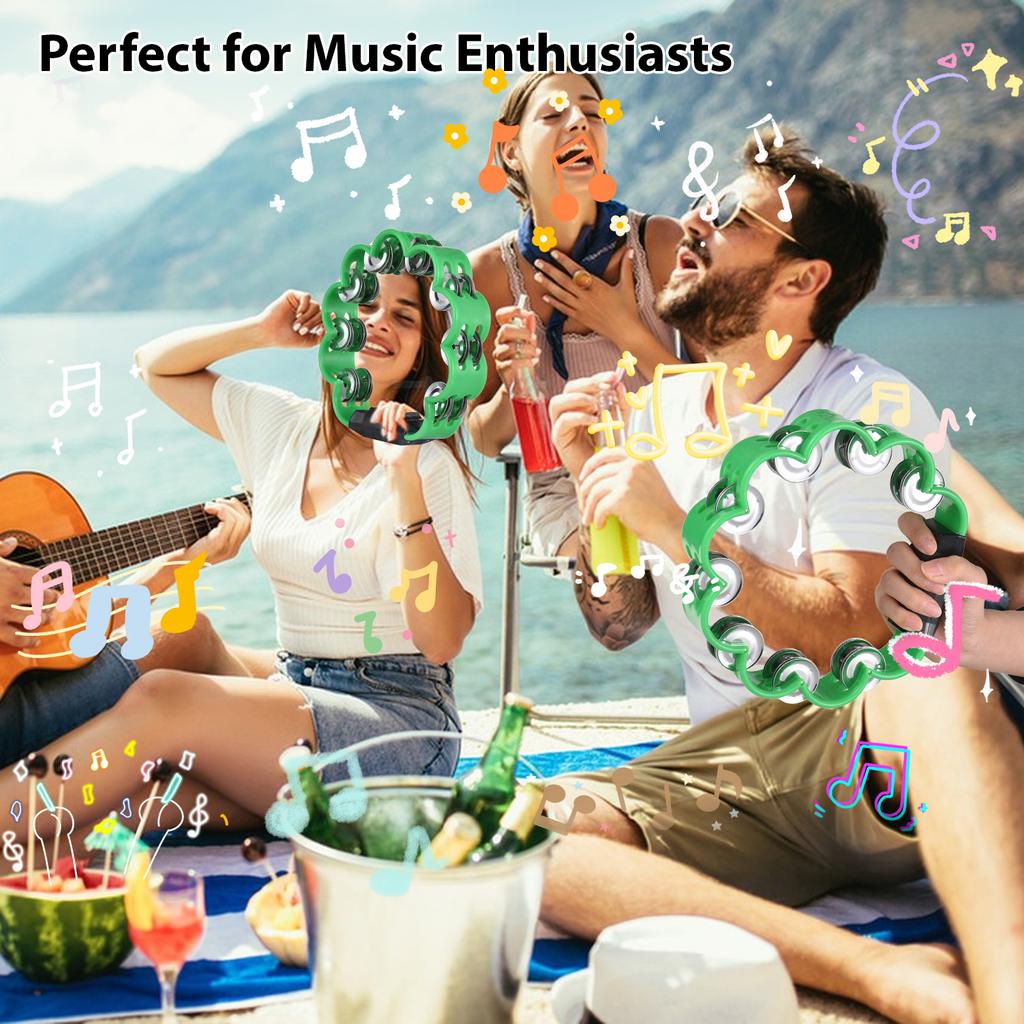 Tambourine for Adults Pleasant Jingle Sound Hand Cranked Bell Rings Metal Bell Sound Percussion