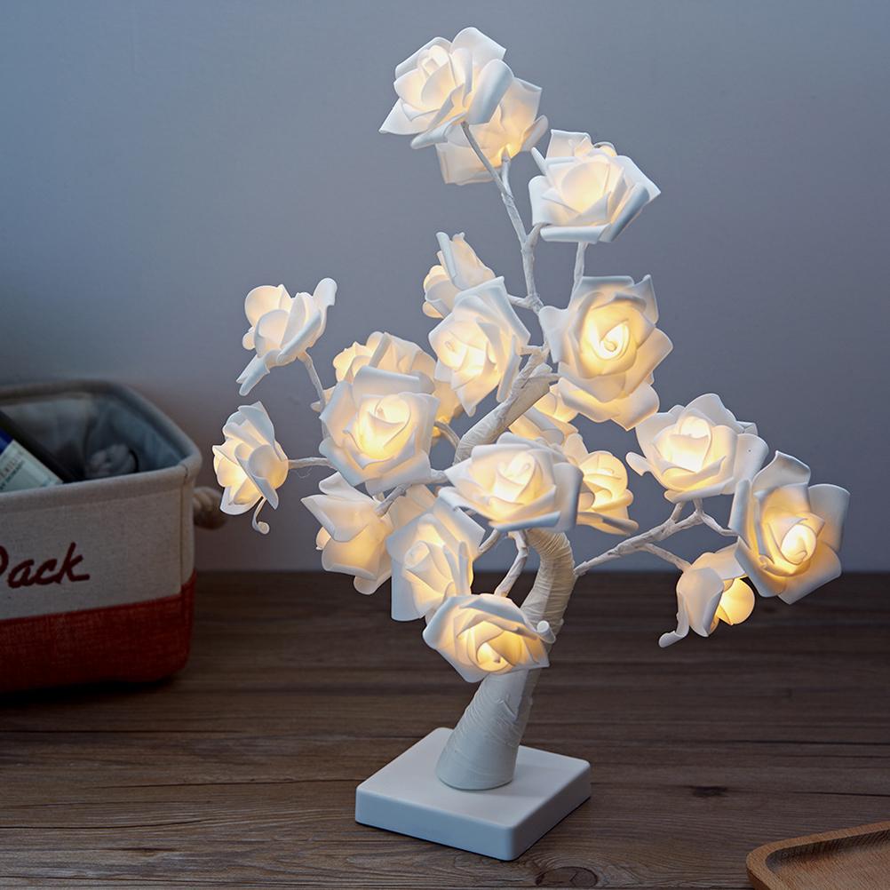 Desktop Rose Bonsai Tree Lamp 24 LED Tree Lamp Battery Powered Decorative Light for Living Room