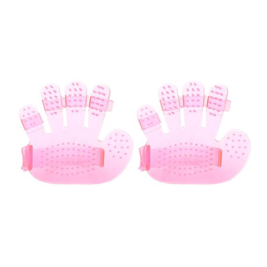 

2 шт. Массажная щетка для ванны для собак Регулируемый дизайн Изысканный шампунь без заусенцев с пятью пальцами Успокаивающая щетка для ухода за домашними животными Чистящий аксессуар розовый