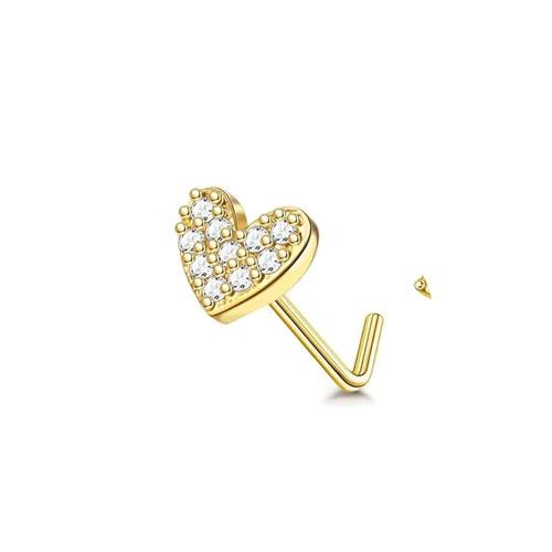 Bobisty 20G Surgical Steel Nose Studs L Shaped Opal CZ Heart Butterfly Elegant Piercing Jewelry for Women