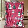 Manta de Flanela Personalizada com Nome de Natal Conforto Quente Manta de Cama Decoração de Casa Presente de Feriado