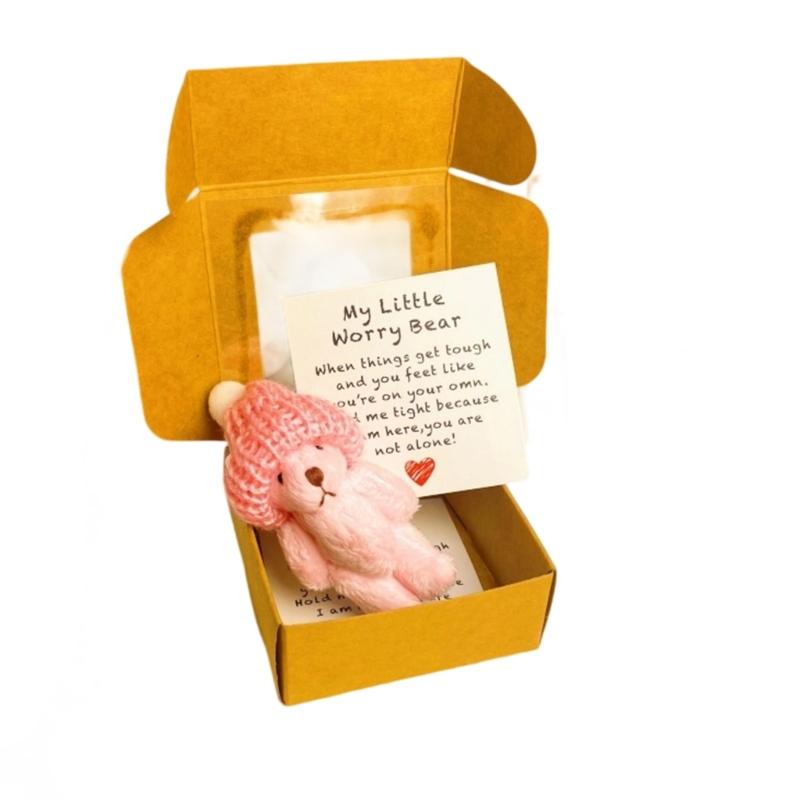 

Mini Plushes Bear In Gift Box Portable Soft Stuffed Animal Plushes Doll For Kids Traveling Companion Party Favors рожевий