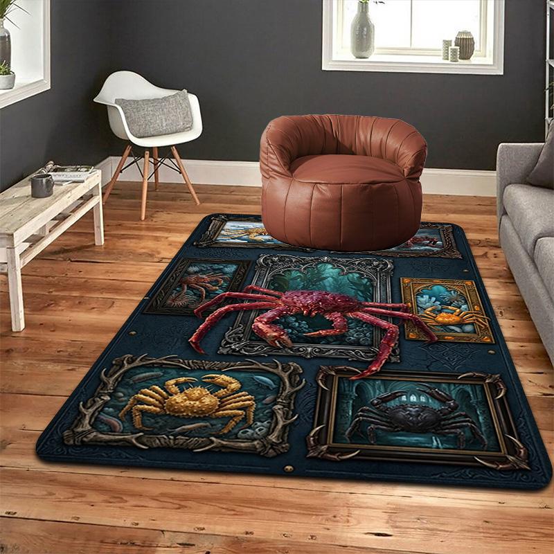 Crab Gallery Pattern Rug Floor Mat for Living Room or Bedroom Soft and Comfortable Carpet a Gift for Birthday and Holiday.