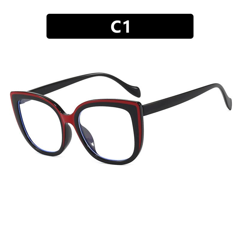 European and American color matching square large frame cat eye anti-blue light glasses frame plain retro glasses frame Internet celebrity fashion