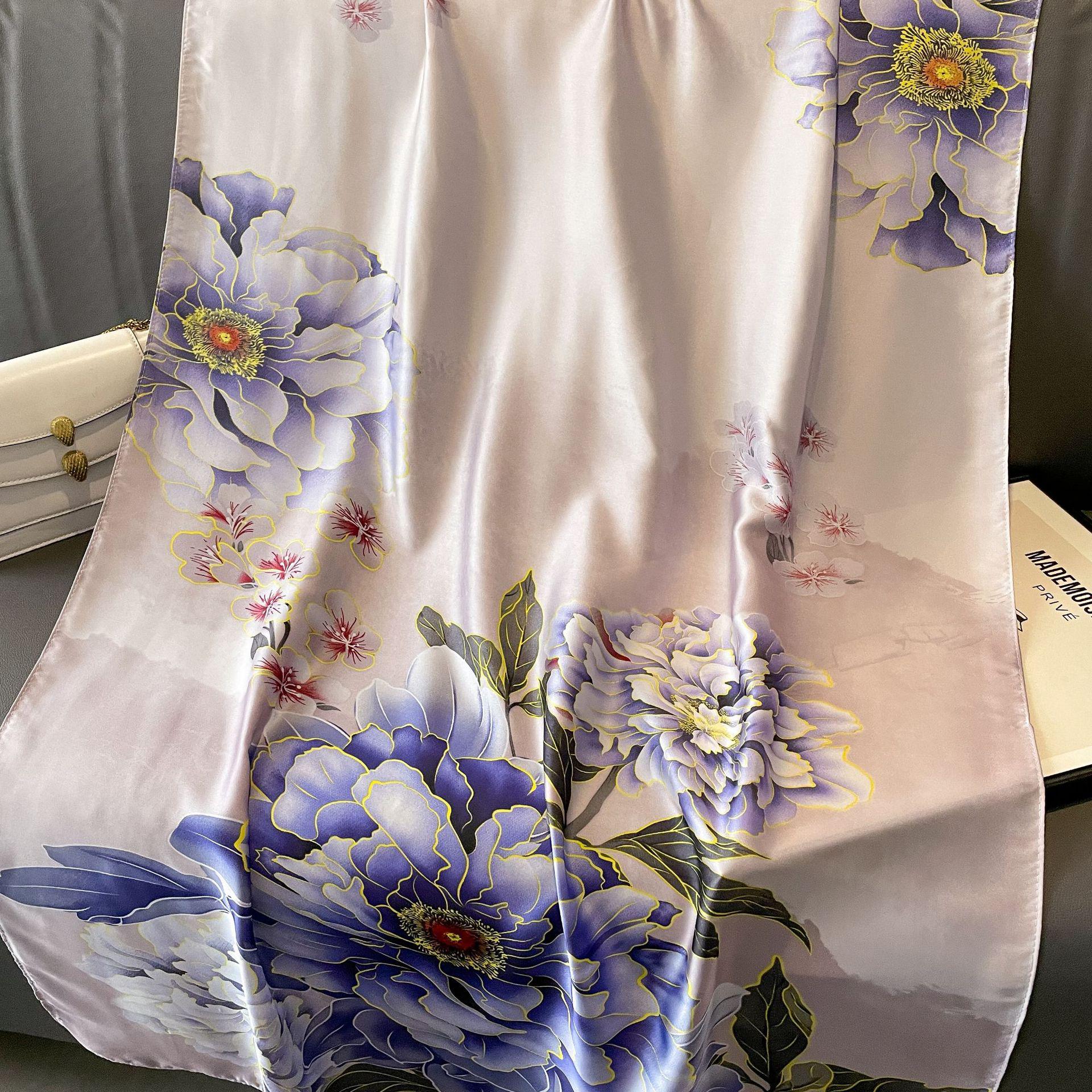 Luxusná letná hodvábna šatka - Dlhá, módna šatka na ochranu pred slnkom pre ženy 90x180