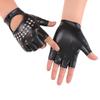 Street dance half-finger gloves men's nightclub pole dance rivet gloves performance dancing spring summer dance performance leather gloves