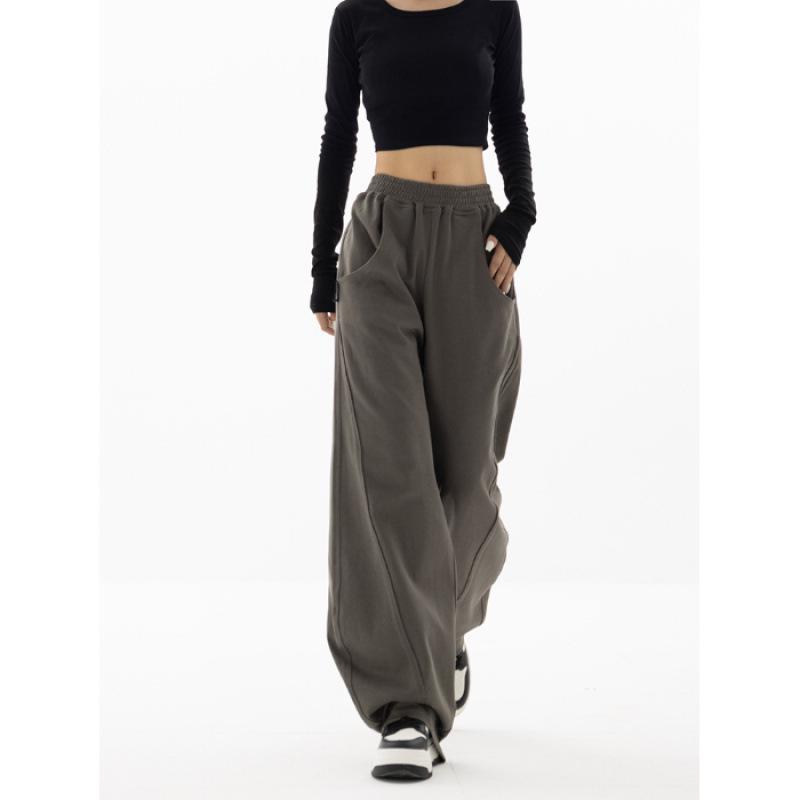 "2024 American Women's Retro Loose Straight Sweatpants - Spring & Autumn Jazz Dance Casual Pants"