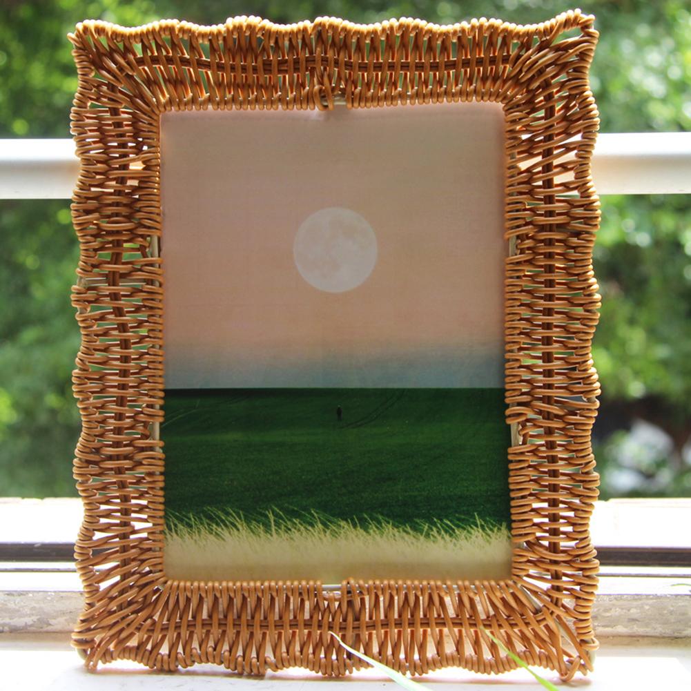 For Home Decor For Rustic Interiors Boho Rattan Frames Photo Display Lightweight Structure Artisan Craftsmanship