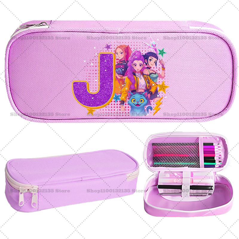 Kpop Demon Hunter Children Pencil Box Cartoon letter Student School Supplies Stationery Kids Penbag Pencilcase Kawaii Boys Gift