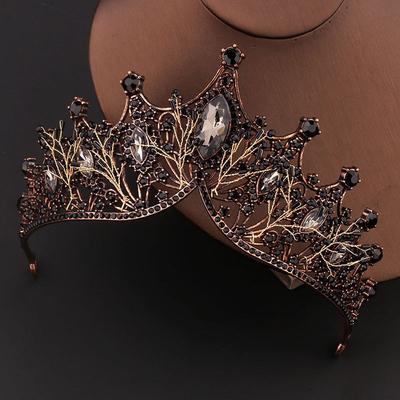 Bar Mitzvah Hochzeit Mädchen Geschenk Haarschmuck Legierung Brautkronen Frauen Haarreif Barock Kristall Tiara Schwarze Strass Krone