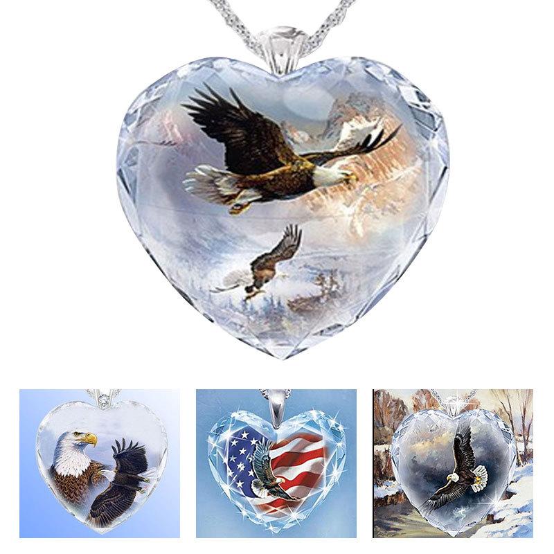 

Wish Crystal Eagle Peach Heart Pendant fashion necklace