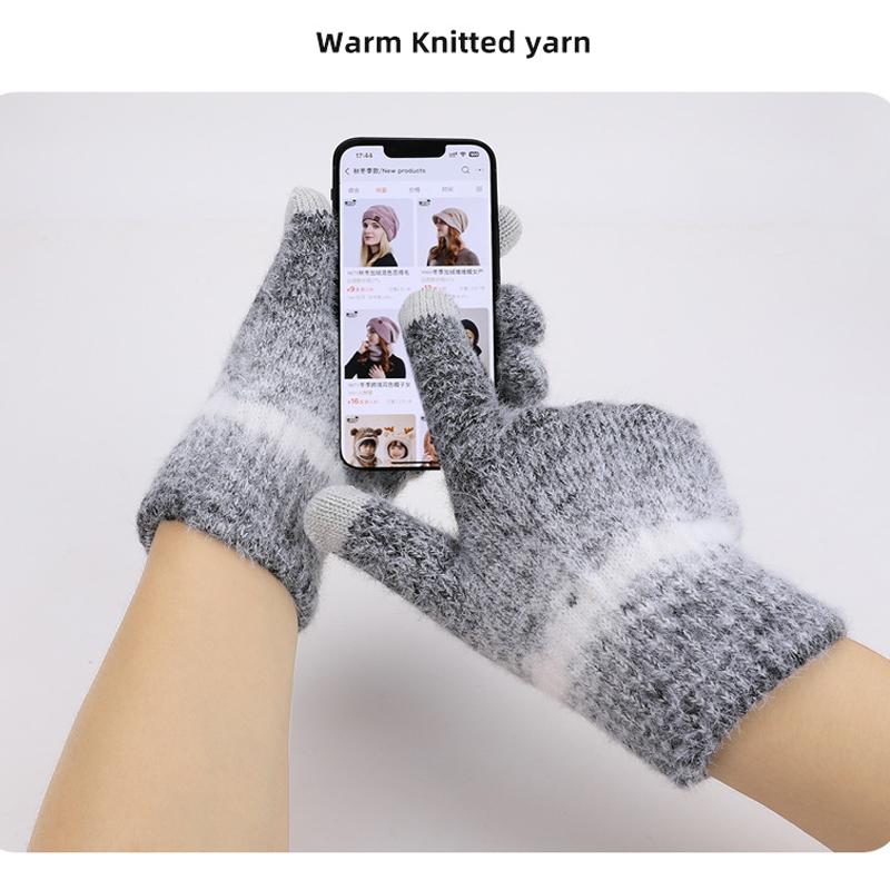Hat Scarf Gloves Three-Piece Set Winter Outdoor Windproof Cold Warm Knitted Hat Women's Ear Guard Head Wool Hat