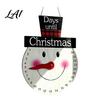 Holiday Countdown Sign Christmas Calendar Reusable Days Until Door Hanging Sign Wooden Vintage Round Wreath Hanger for Wall Decor Interactive