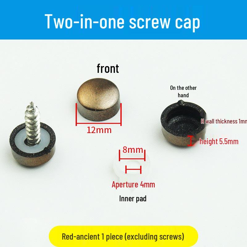 Copper Pad Screw Cap Mirror Nail Decorative Cover with Fixing Screw